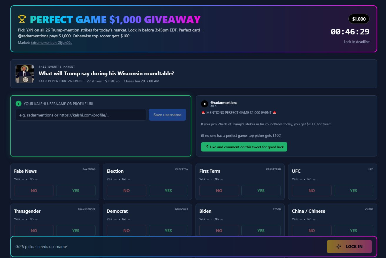 Perfect Mentions Game — $1,000 Giveaway preview